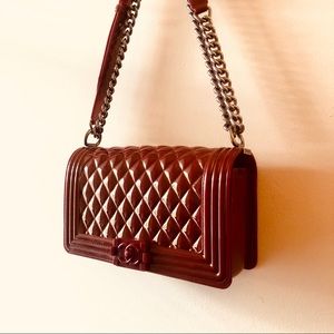 Burgundy Toy Boy Flap Bag